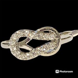 Silver Infinity Symbol Ring Rhodium Plated Size 8 9 Cubic Zirconia Belt Buckle